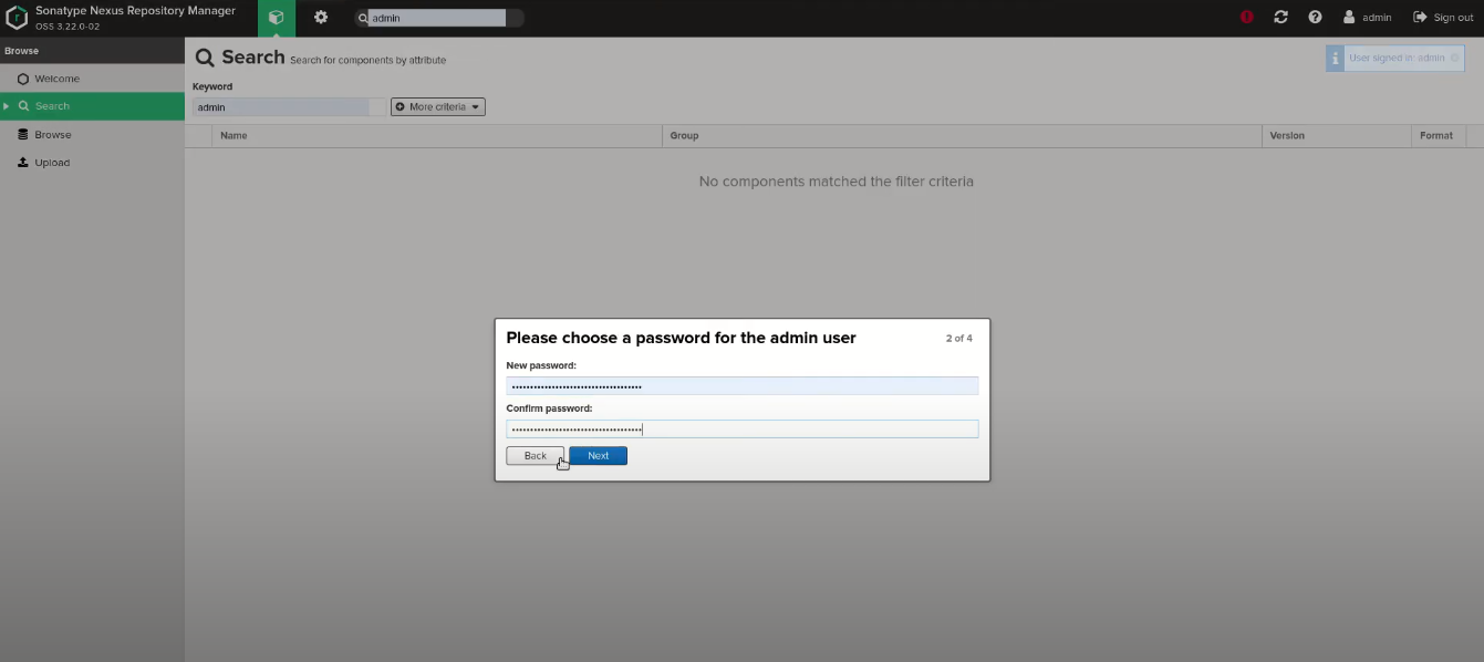 change Nexus admin password